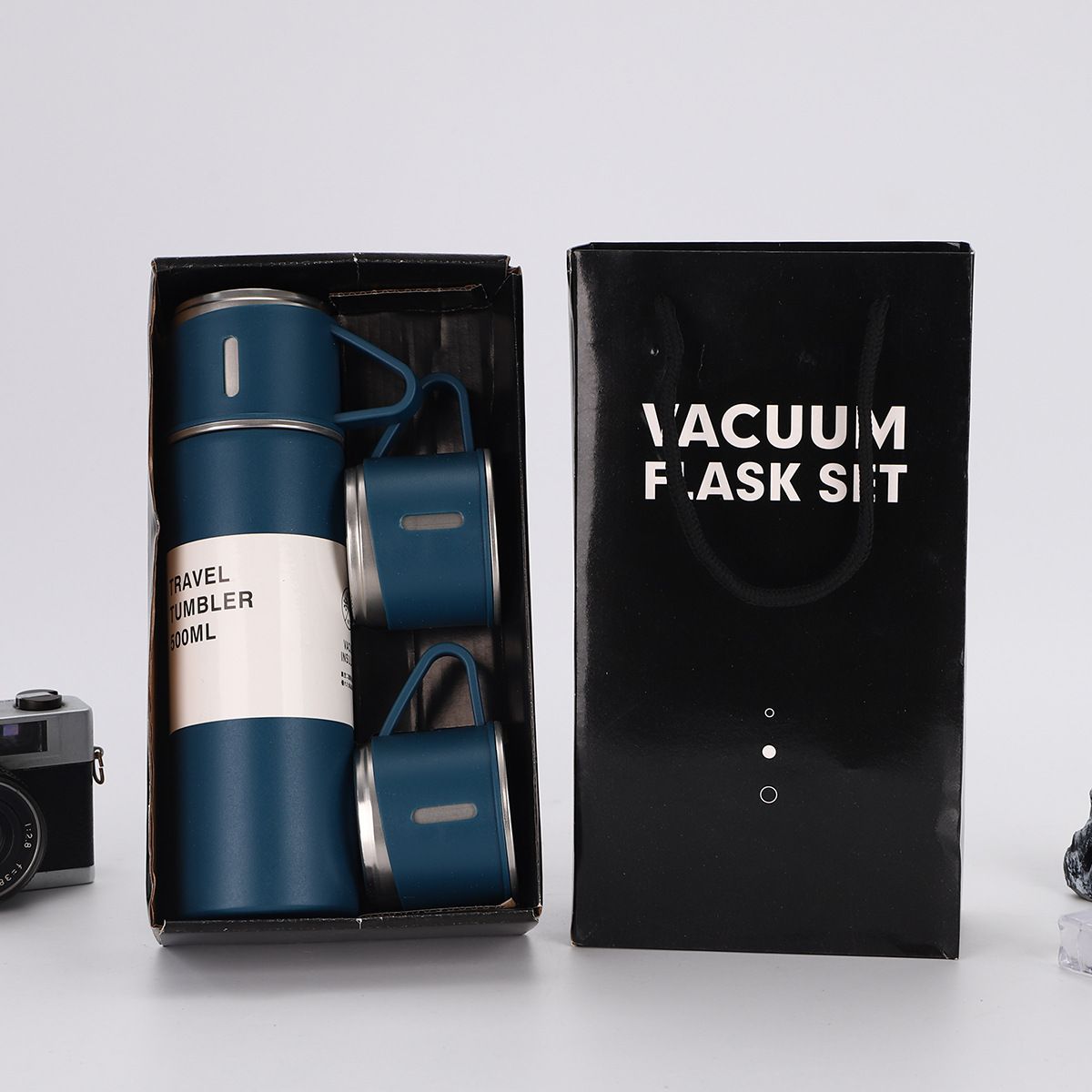 304er Edelstahl-Vakuumbecher, Geschenkset mit drei Deckeln