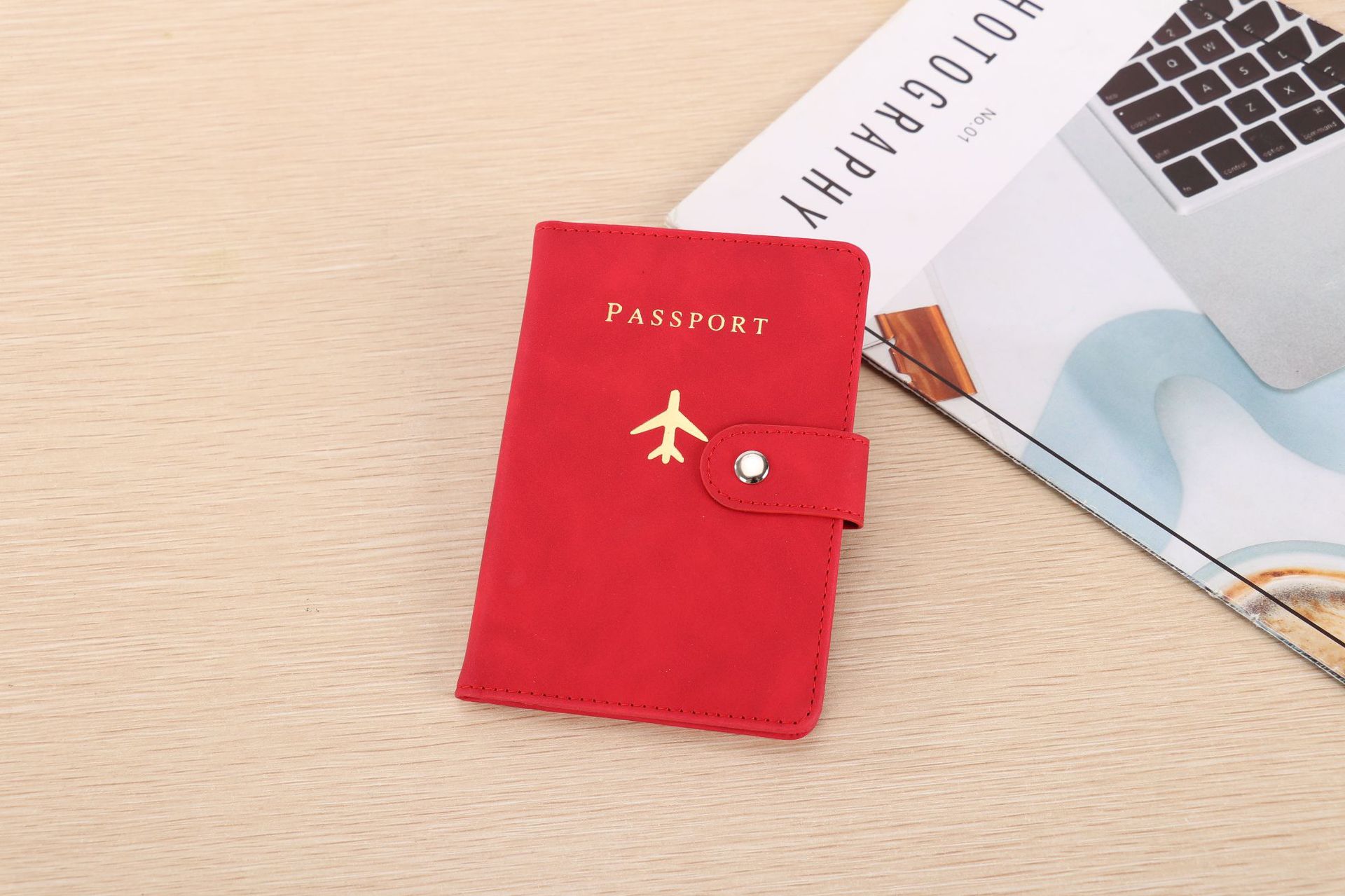 PU leather passport wallet, document storage, multi-card