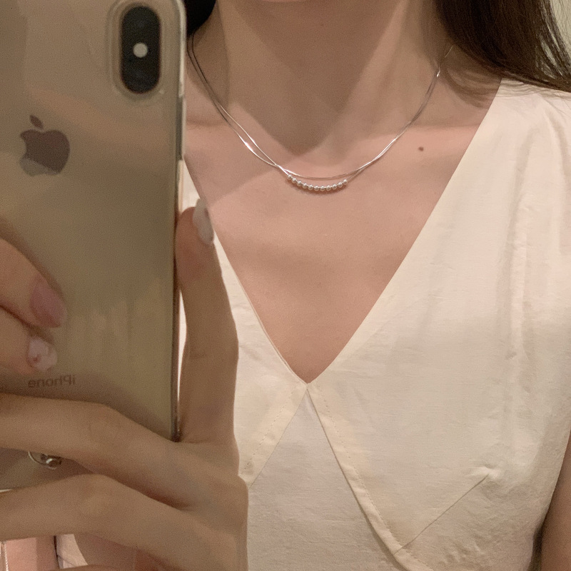 S925 silver double-layer snake chain women's necklace