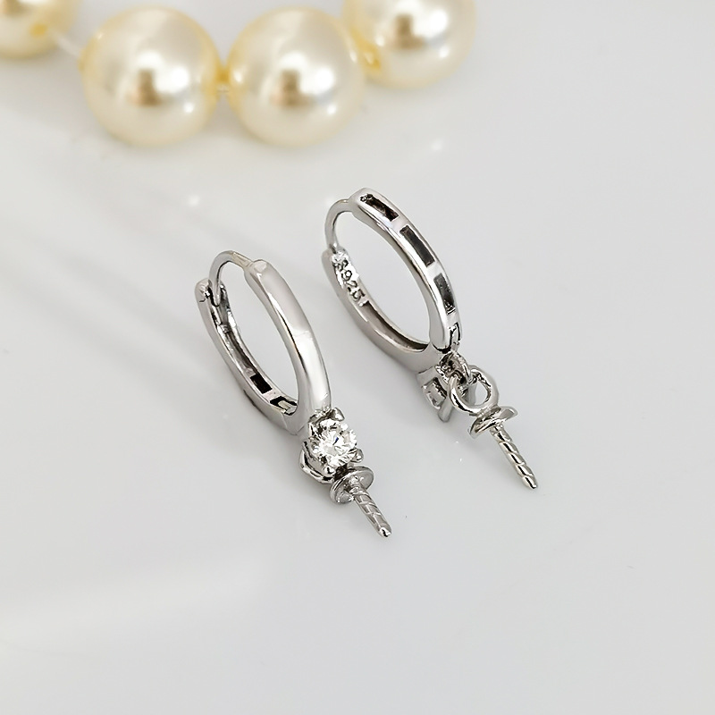 S925 silver DIY pearl earrings for girls