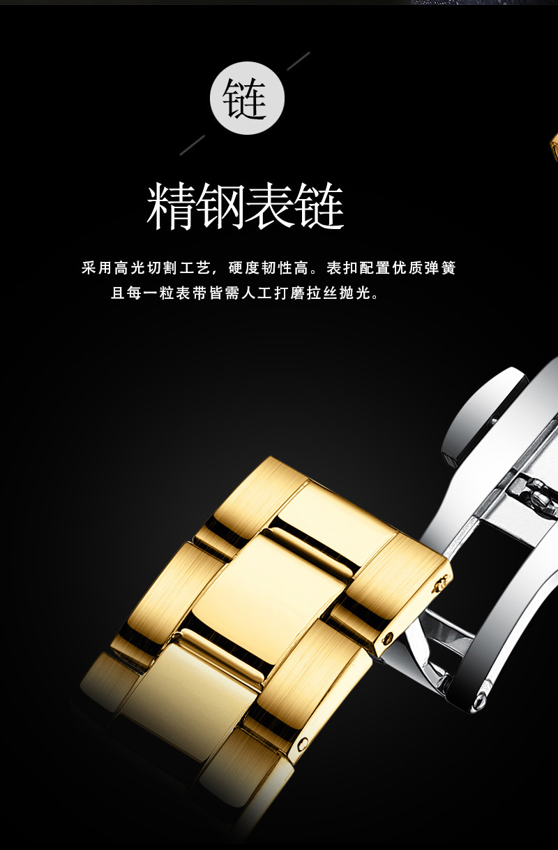 Herrenarmbanduhr mit Kalender, transparentes Design, wasserdicht