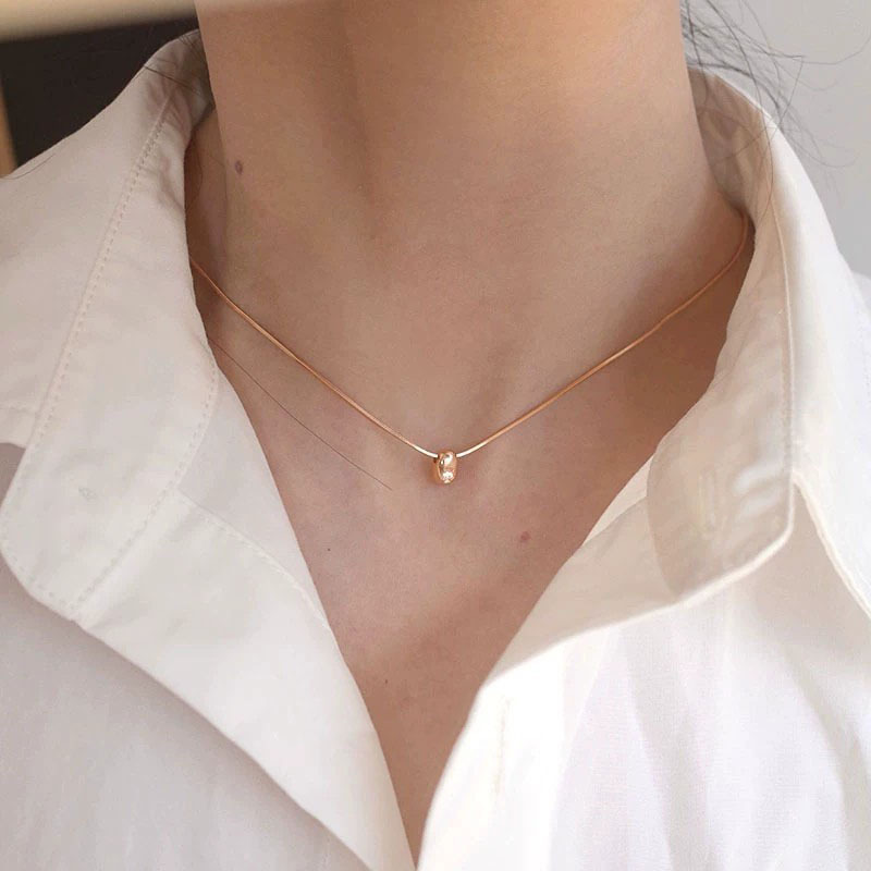 Mini-Bubble Goldperlen-Halskette, einfaches Design