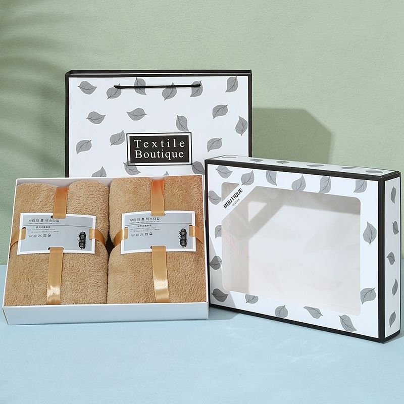 Korallen-Samttuch-Set, 2 Teile, Badetuch Geschenkbox