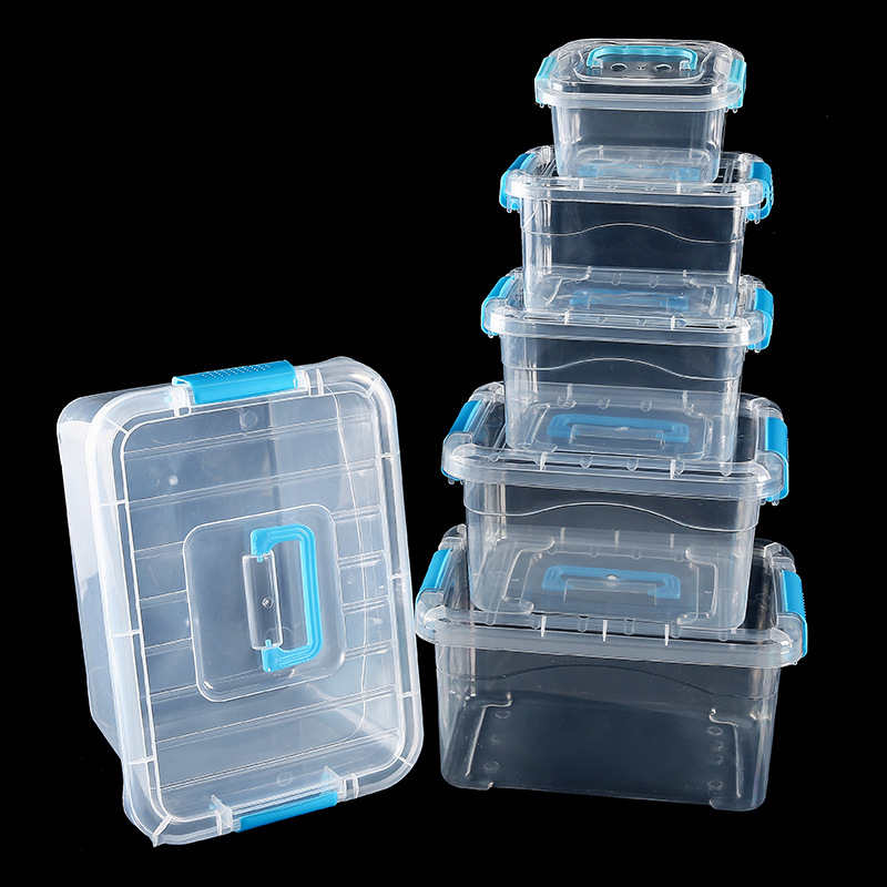 Transparent storage box, thickened plastic, covered design