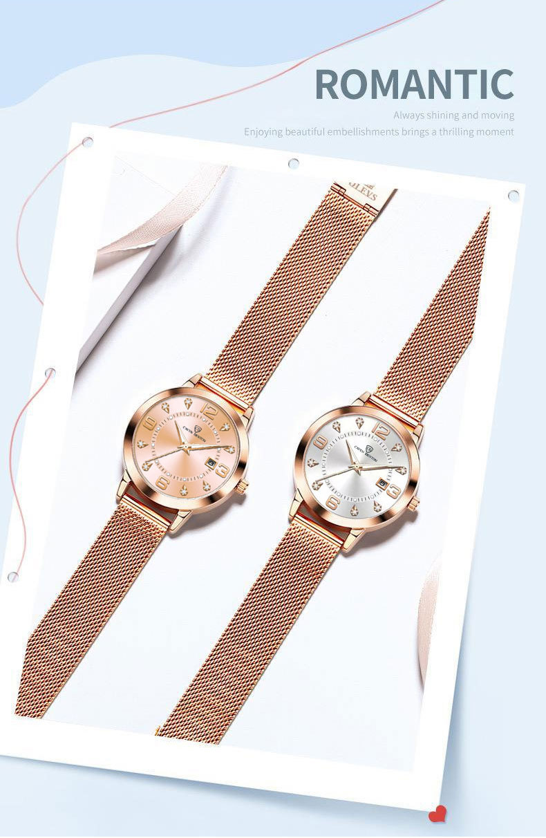 SENO women's watch, luminous, waterproof, steel band
