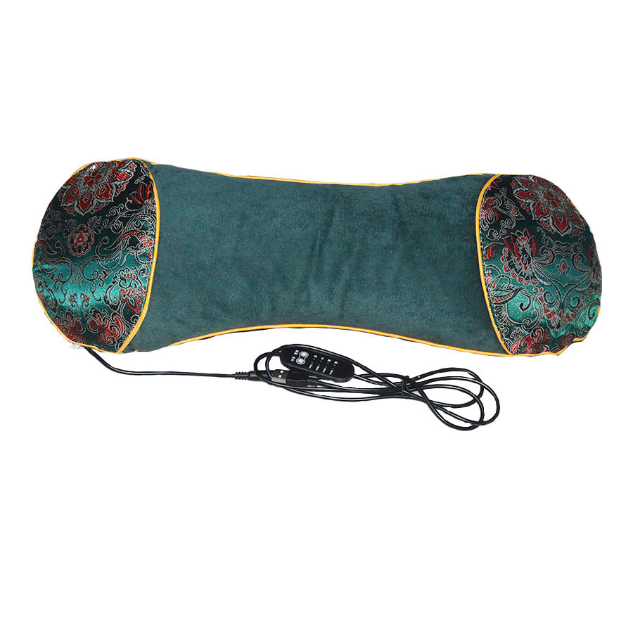 Multi-aromatic Chinese herbal medicine mugwort and buckwheat filled, adjustable temperature heating pad with electric heated bone pillow
