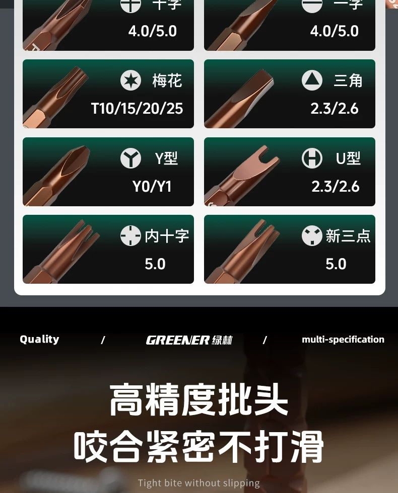 Multifunctional screwdriver set with U-shaped Y-type and special bits
