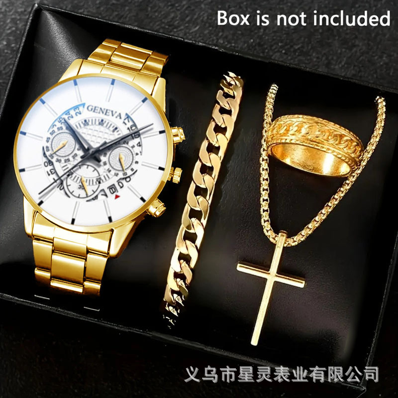 Herrenquarz-Armbanduhr mit Kalender, Stahlband