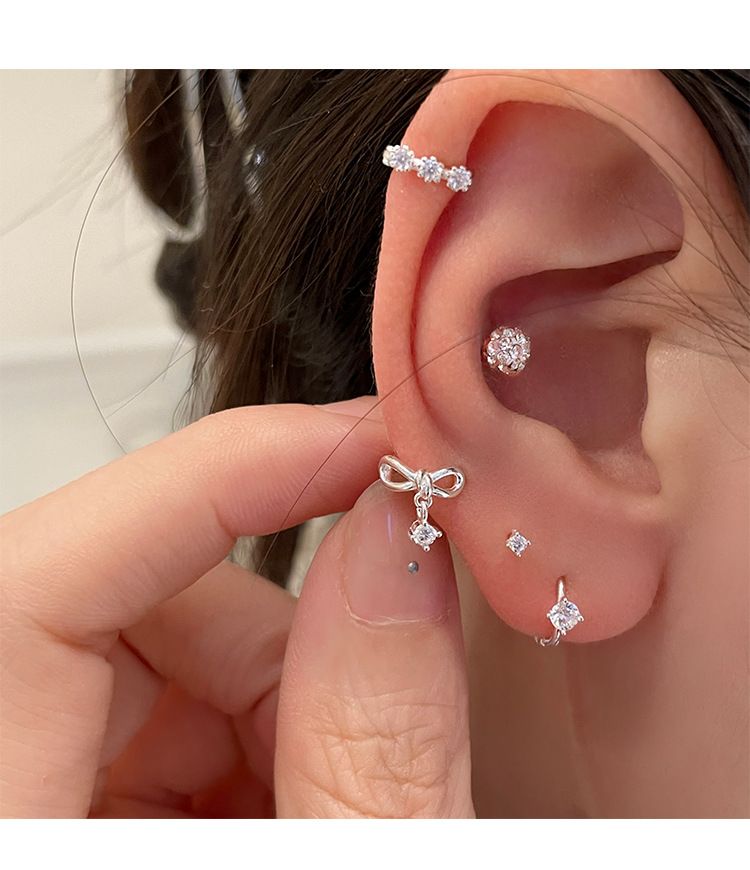 999er-Silber-Zirkonstein-Ohrstecker mit Schmetterlingsdesign