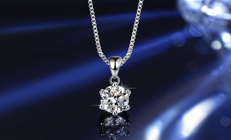 Moissanit-Anhänger-Halskette S925 Sterlingsilber rhodiniert