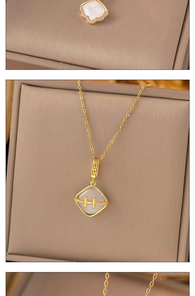 Titanium steel women's necklace, non-fading, brass detail