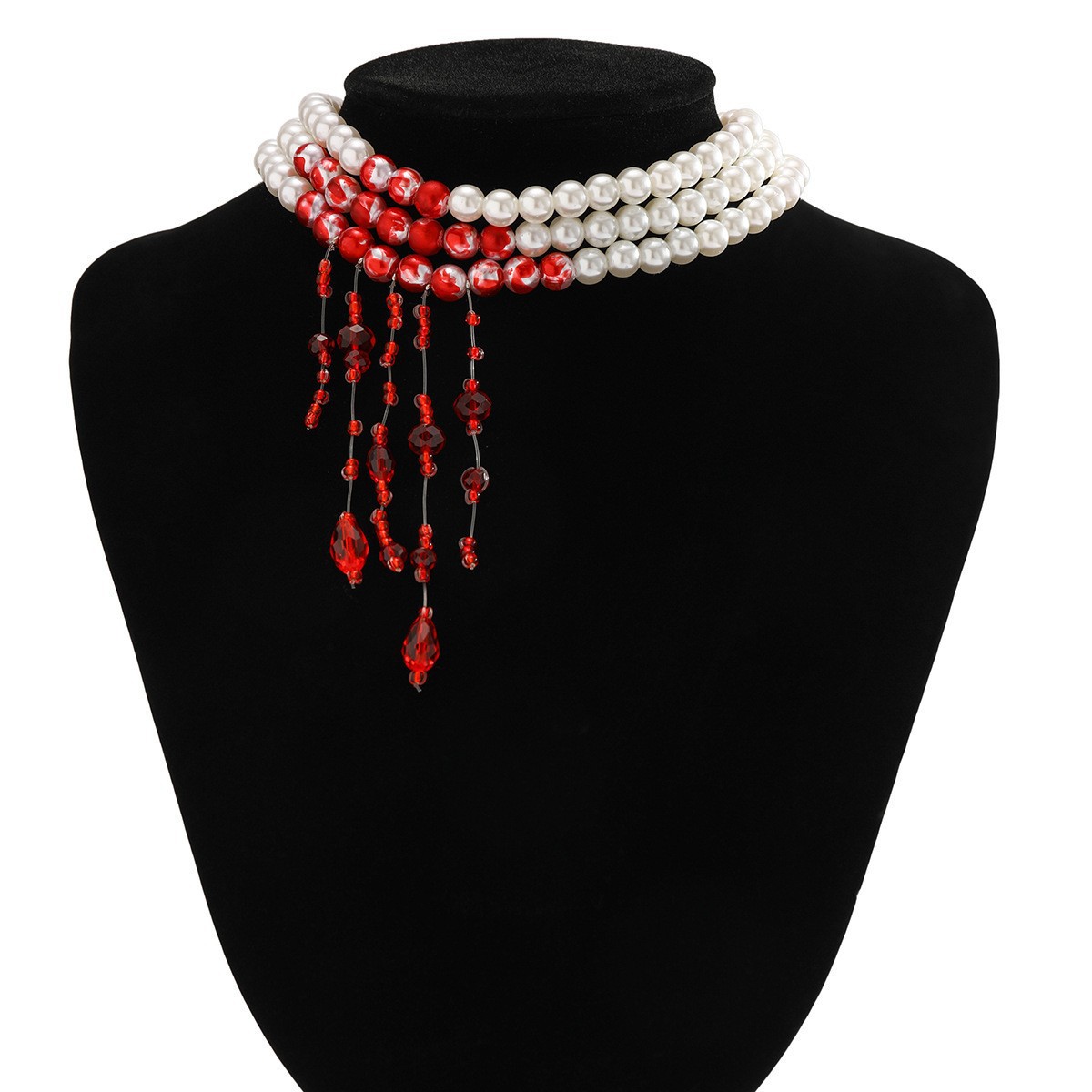 Perlenkette mit Tropfenblut-Design, Choker