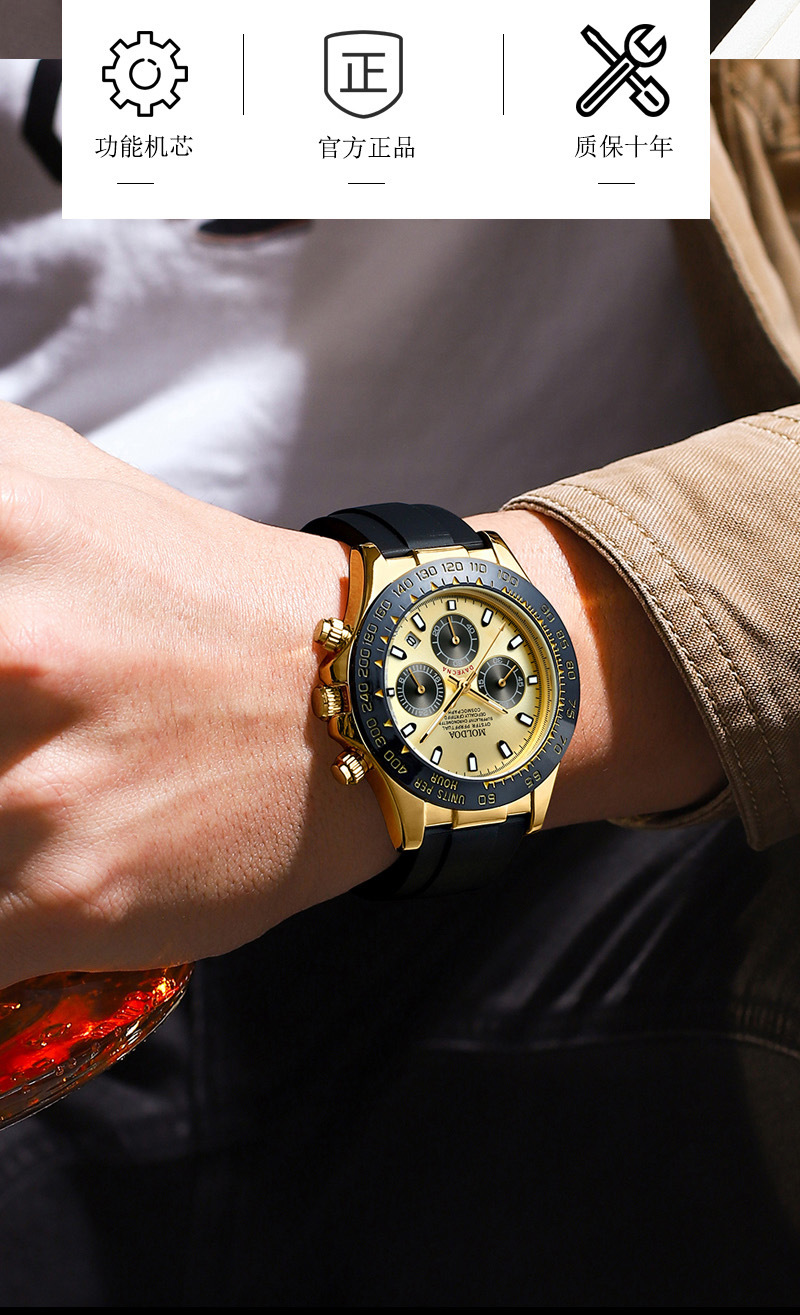 Herrenarmbanduhr mit Kalender, transparentes Design, wasserdicht