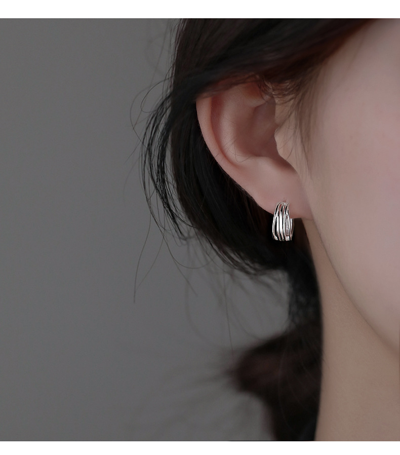 925 sterling silver multi-layer women's earrings