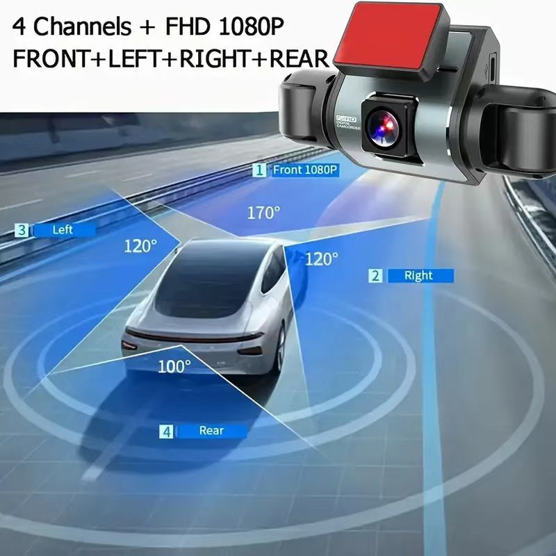 Dash cam 4-lens, 1080P HD, night vision, WiFi
