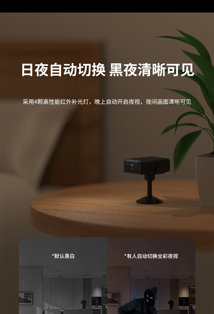 WiFi home security camera with mobile remote monitoring and HD night vision