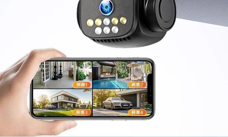 360° açılı açık alan güvenlik kamerası, ultra HD, telefon uygulaması ile izleme