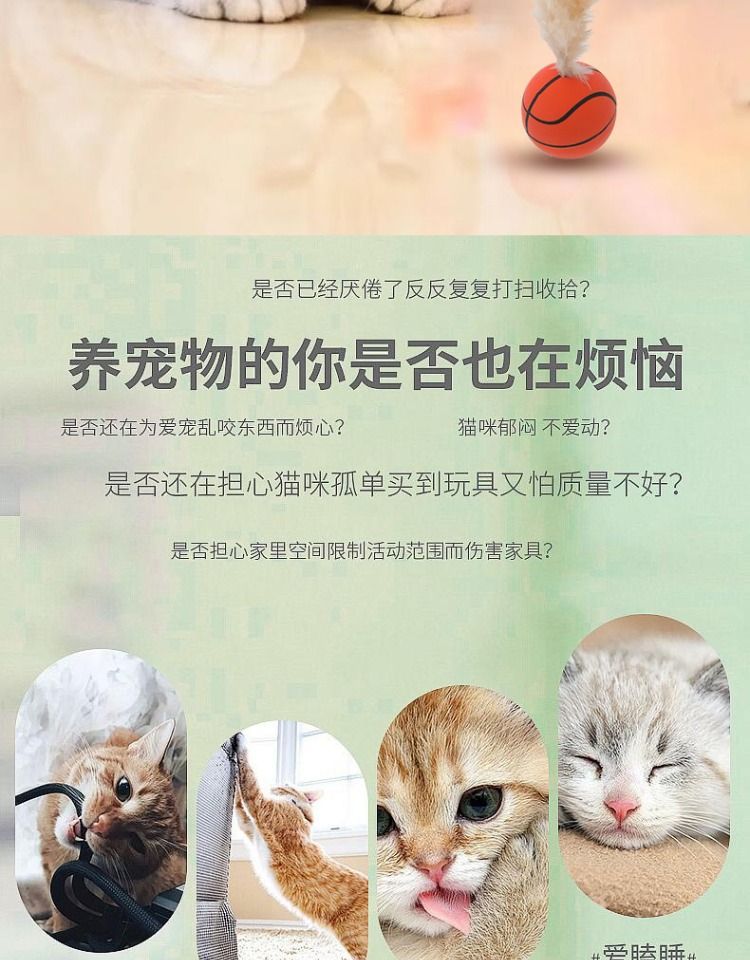 Cat elastic ball toy with feathers and bells