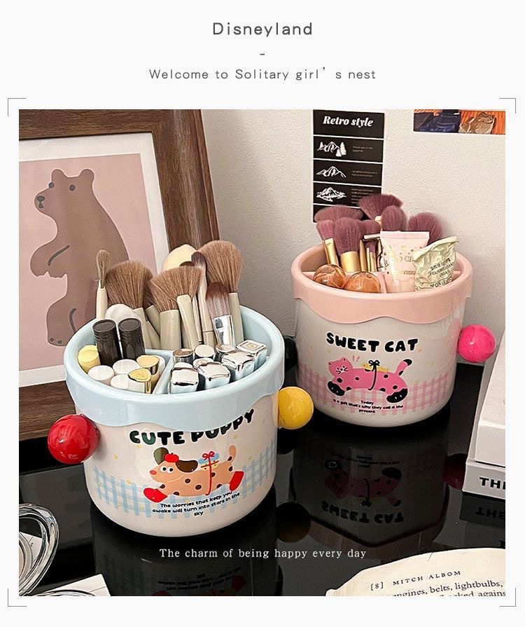 Frisiertisch-Kosmetikbox mit Lippenstift-, Lidschatten- und Pinselhalter