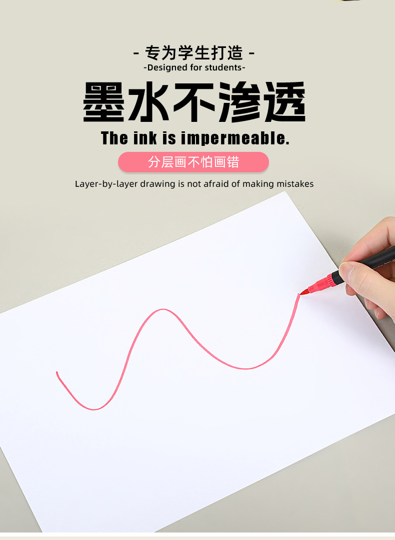 Dual-head marker pen set, water-compatible blendable