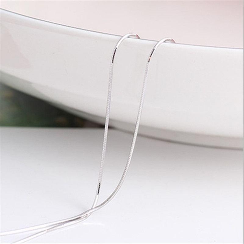 Silver 1mm snake bone chain necklace