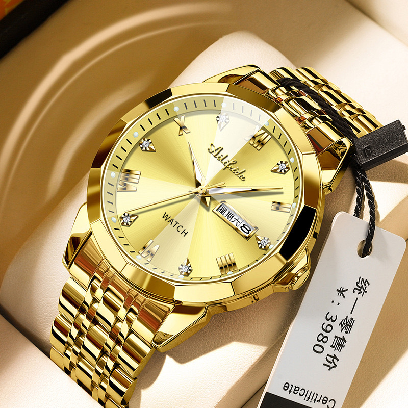 Men's Quartz Watch Hollow Caseback Calendar Luminous