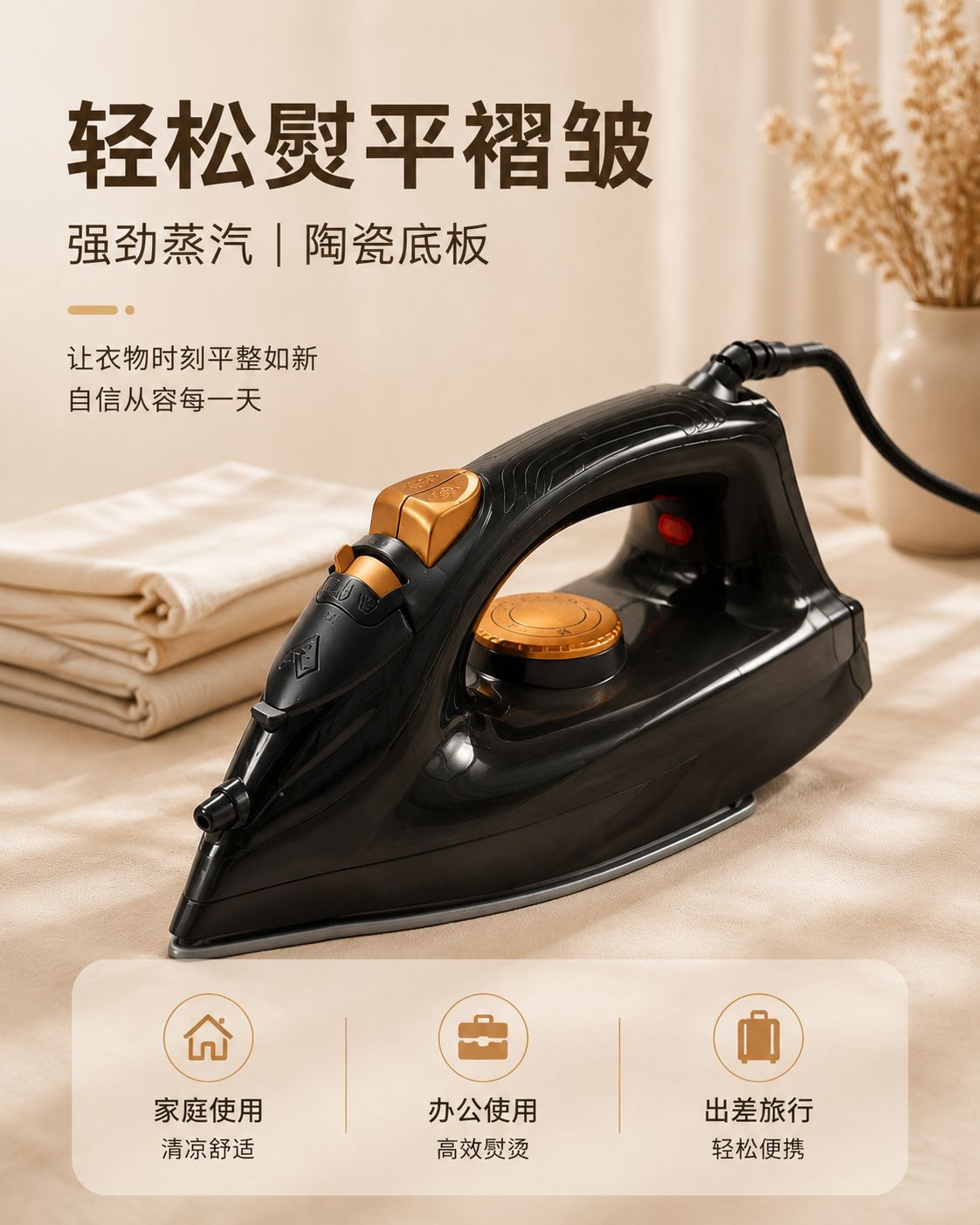 跨境电熨斗1200W强劲蒸汽多功能大容量水箱陶瓷底板电熨斗批发