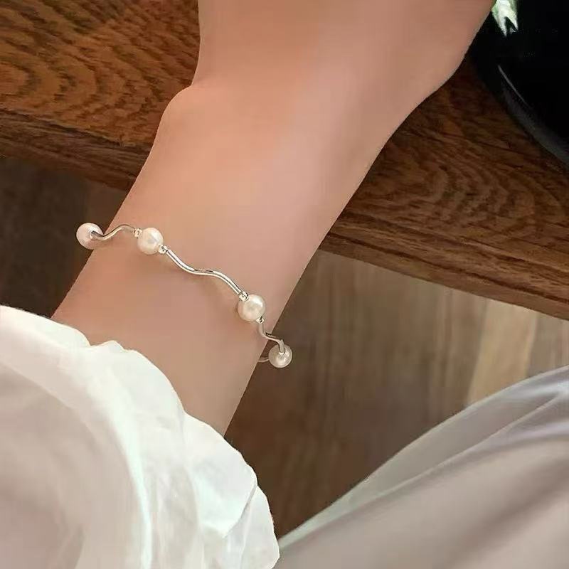 S925 Silber-Perlenarmband, minimalistisches Design