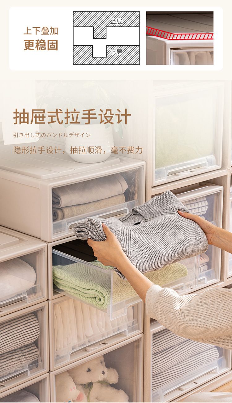 Storage box with drawers, multi-layer, transparent plastic