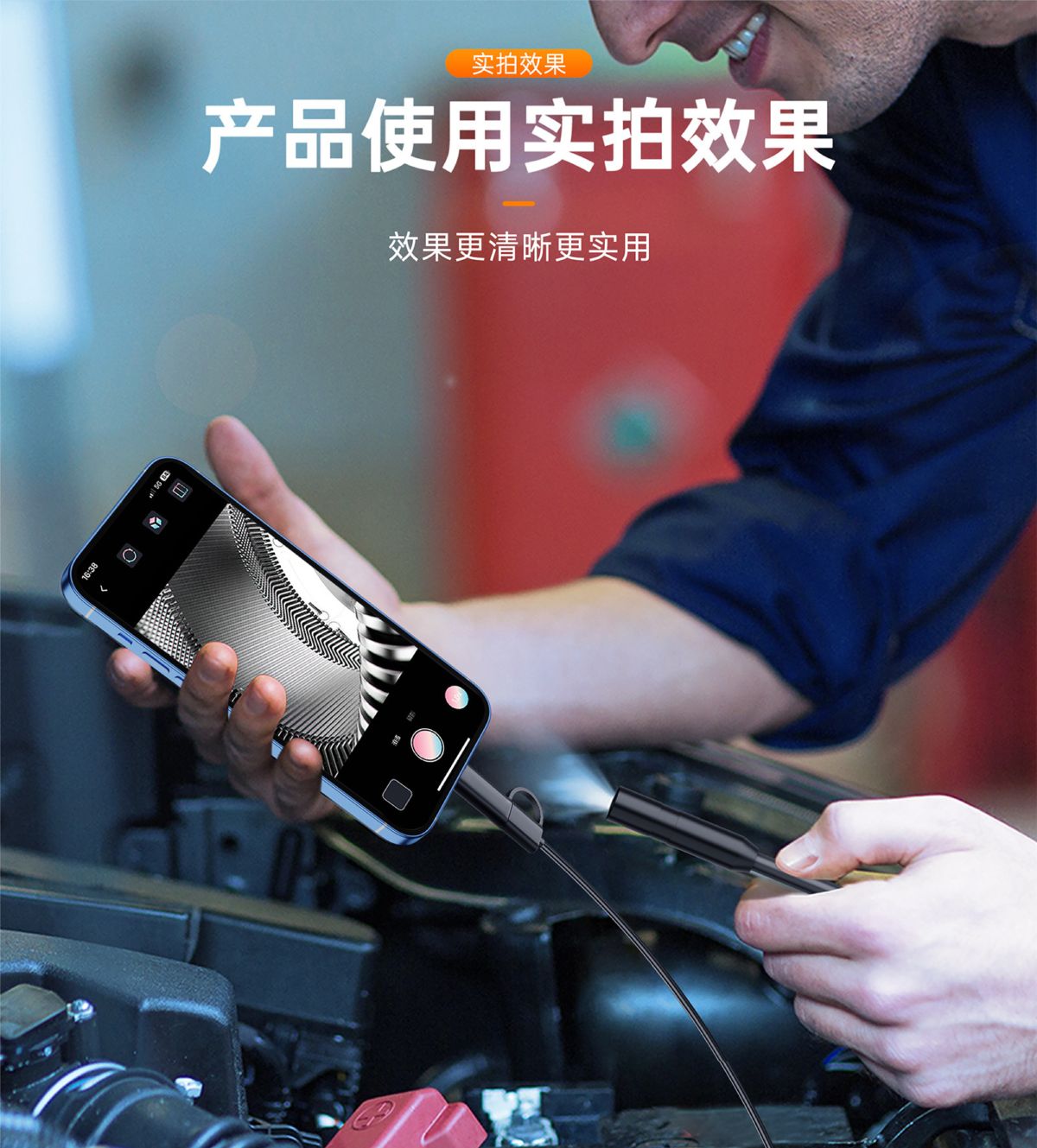 3MP Endoskop, USB Type-C, iOS/Android, Su Geçirmez