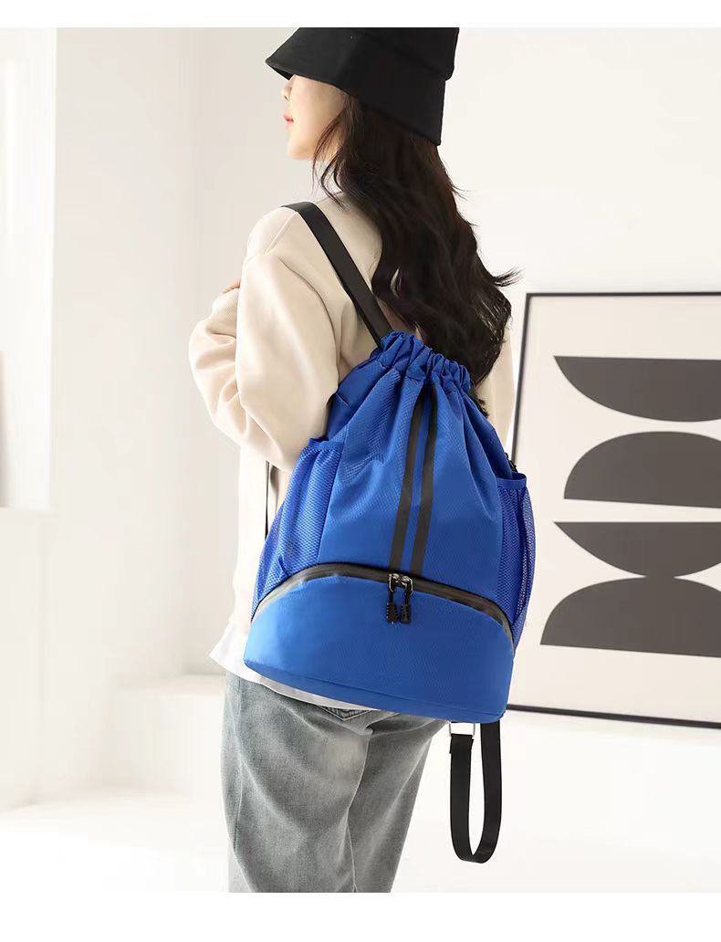 Wet-dry separation sports backpack, dual shoulder straps