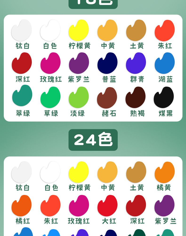 Watercolor gouache paint set, 12/24/36 colors for children