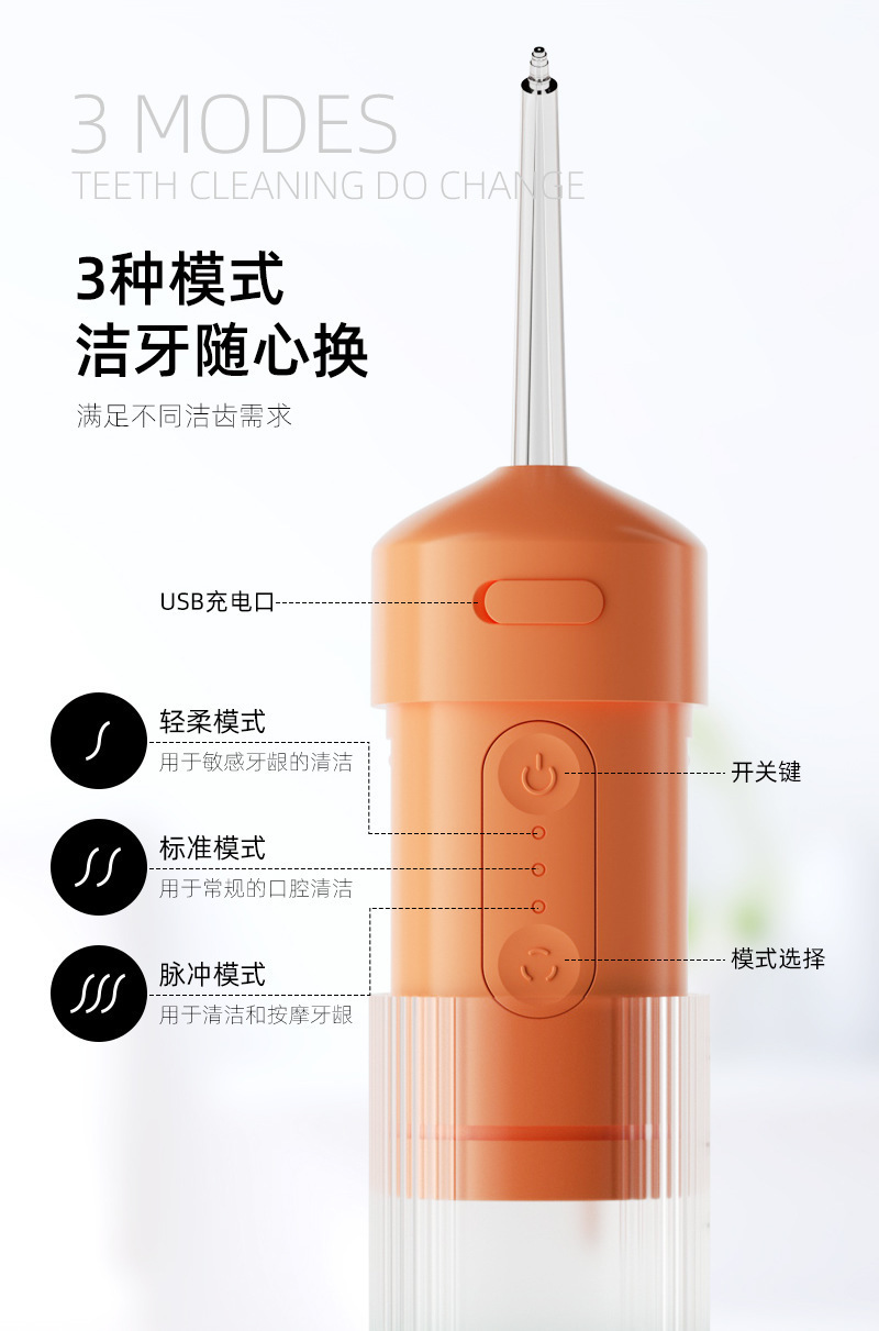 Portable electric oral irrigator, water flosser for home use
