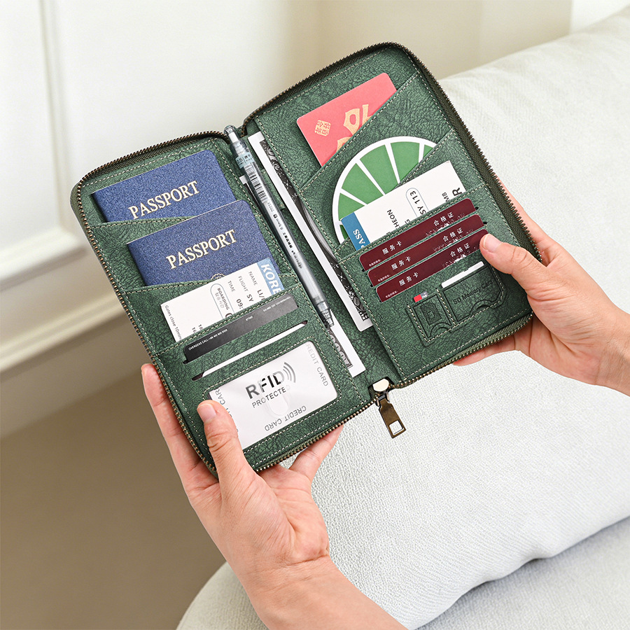 RFID Reisepass-Etui, Reißverschluss, Reisedokumente