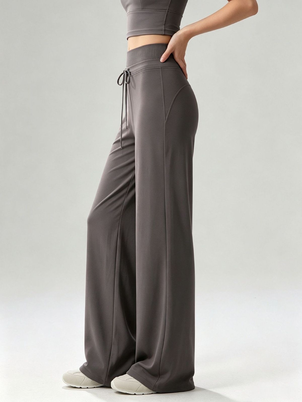 Yoga-Hose mit weitem Bein, hoher Taille, Pilates-Training