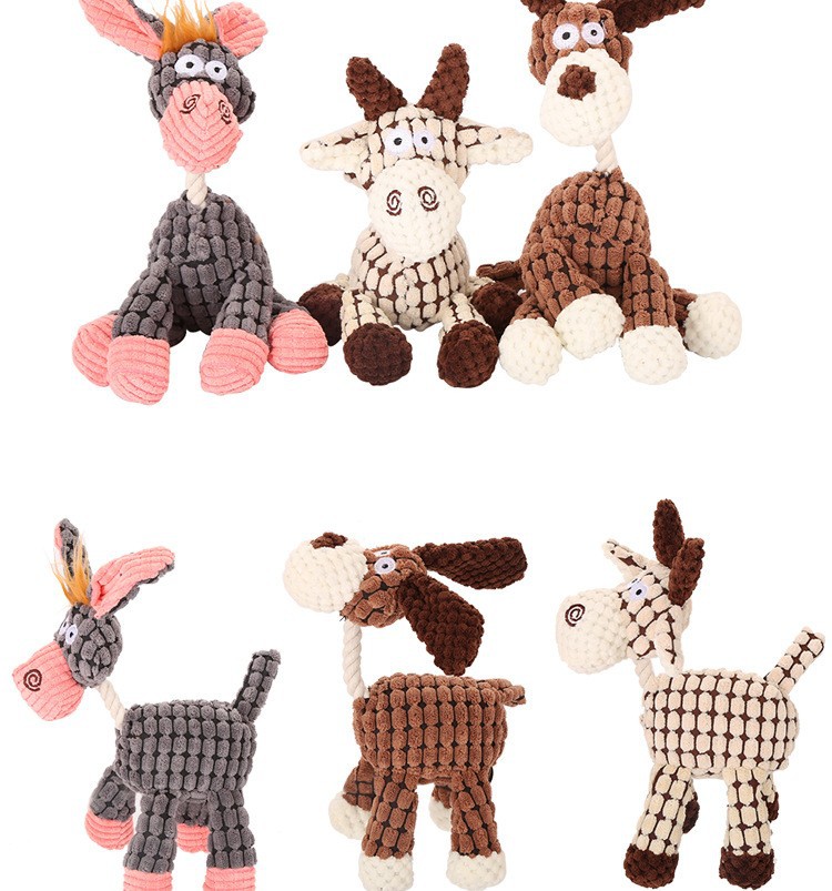Köpek oyuncağı, peluş eşek, 3 renk