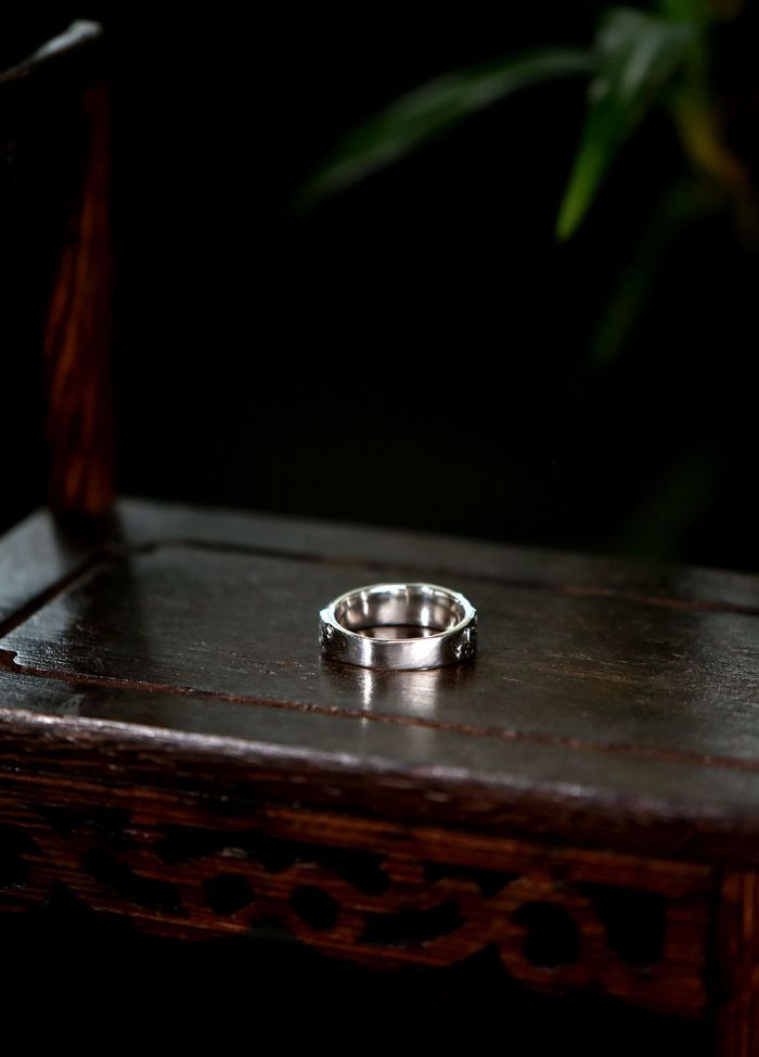 S925-Silber-Damenring mit Blumenmuster, handgefertigt verstellbar