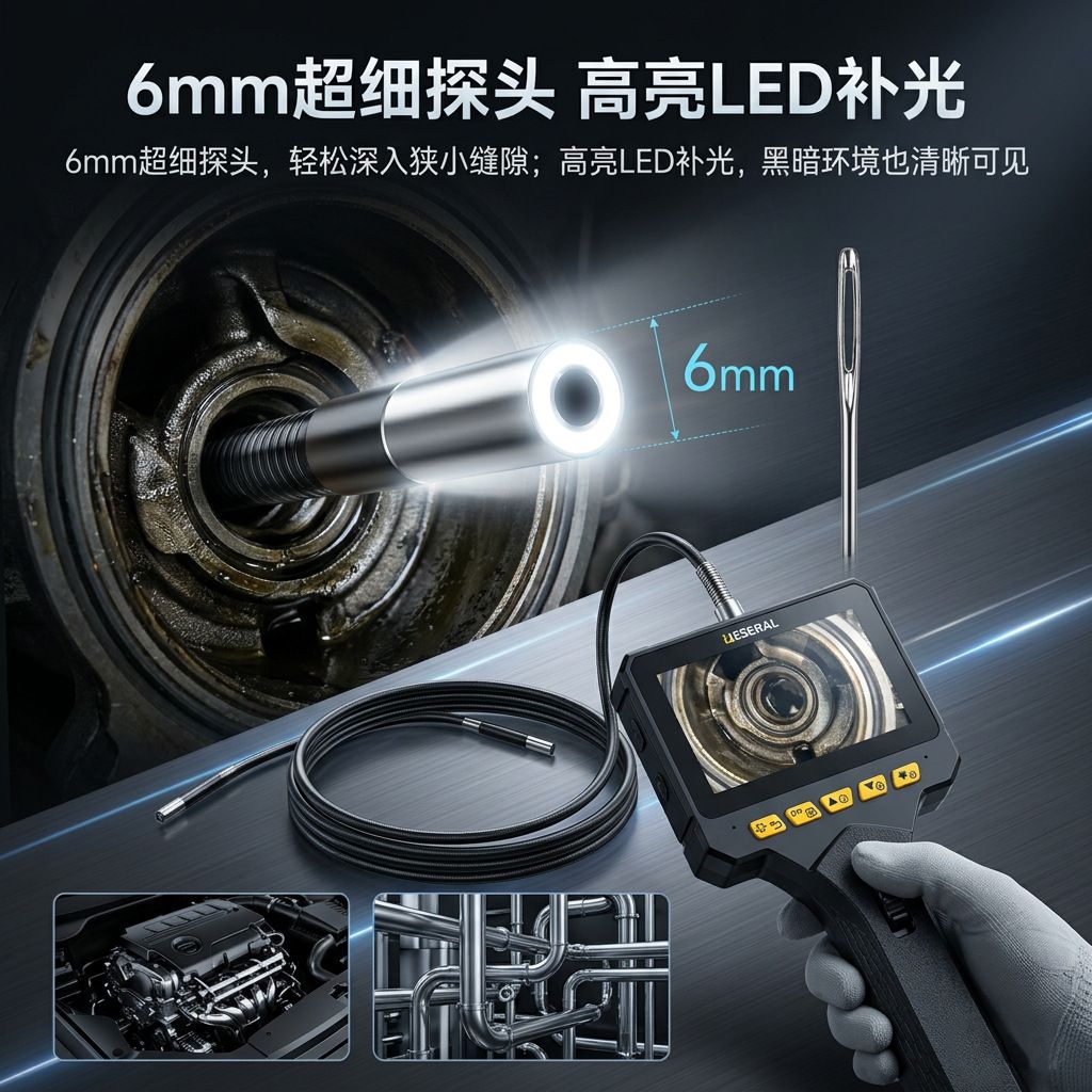 Auto repair endoscope HD camera, 360-degree rotation, engine diagnostics