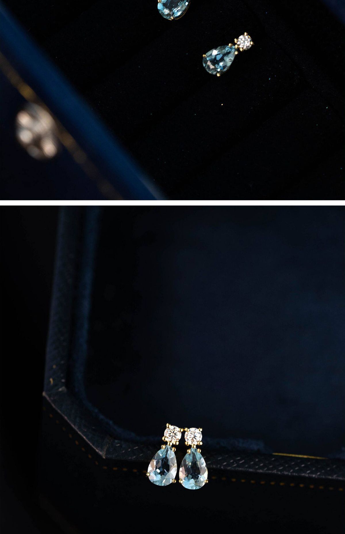London Blue Topaz 18K gold water drop earrings, S925 sterling silver