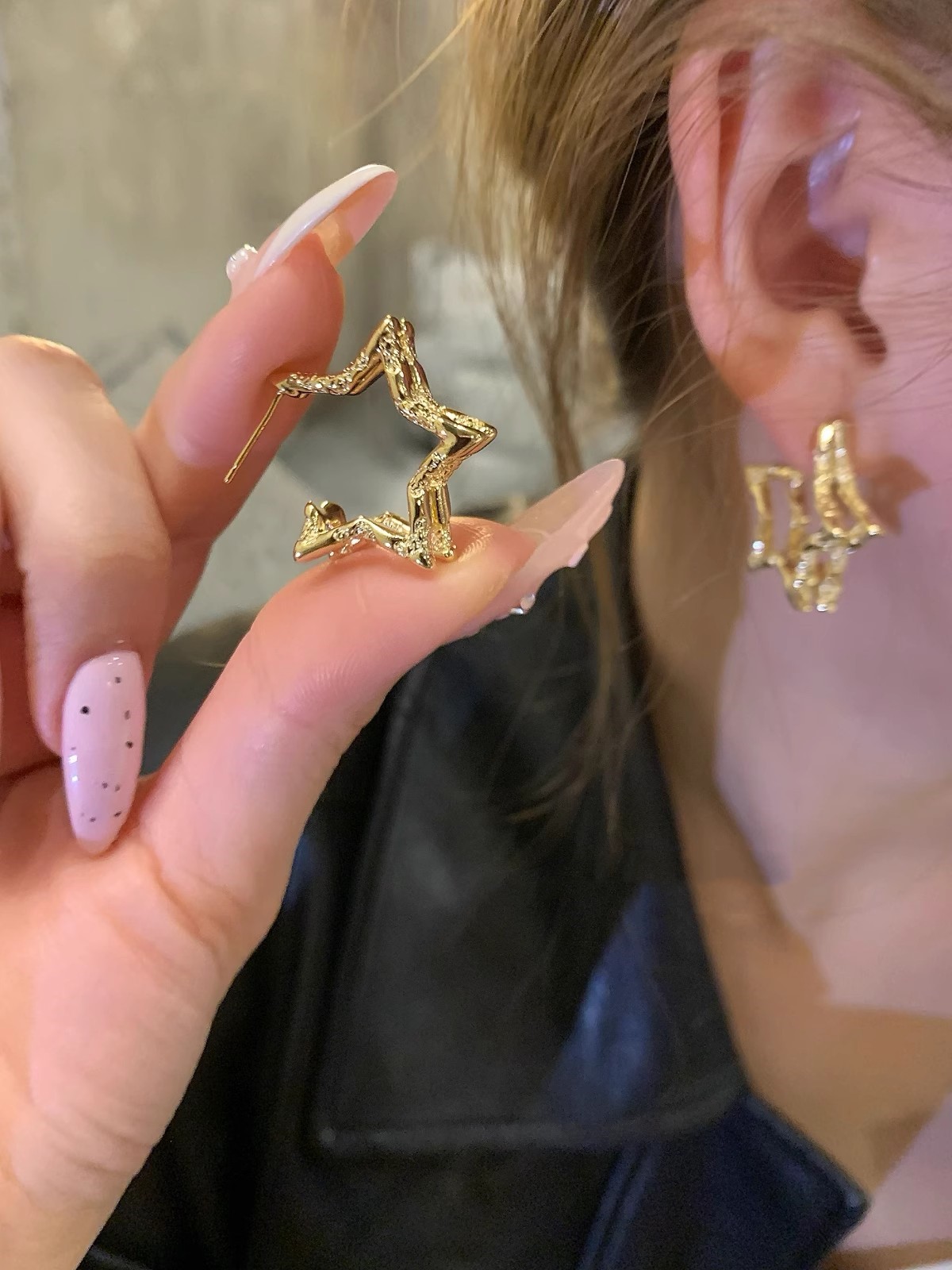 Minimalist metal pentagram küpeler kadın yeni tasarım çivi tipi