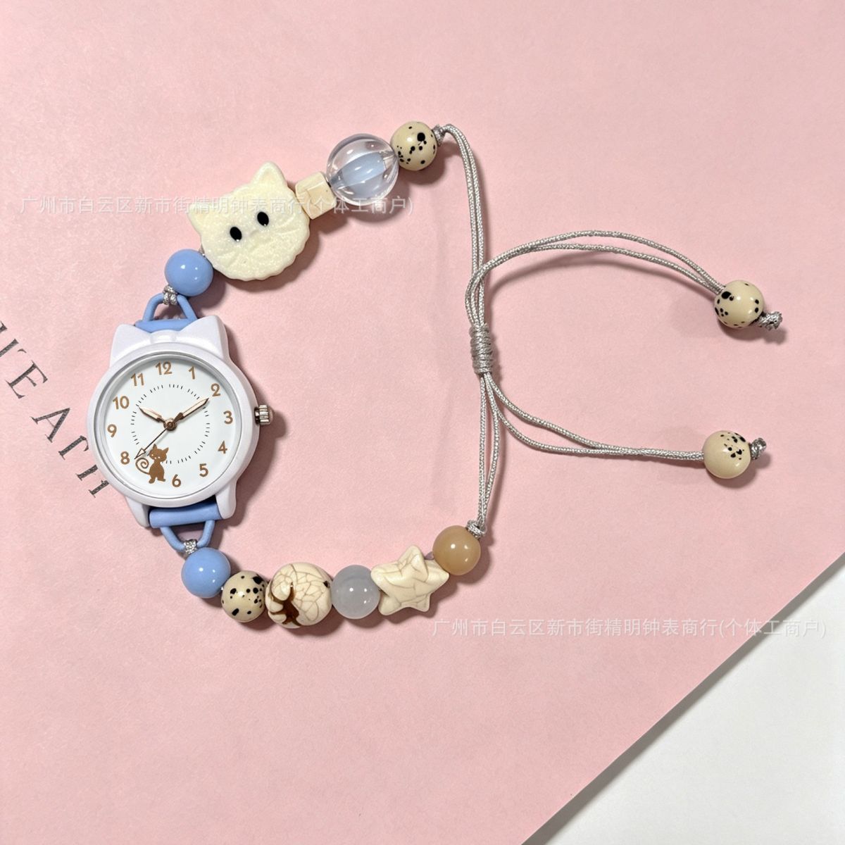 Damen-Armbanduhr mit Katzenmotiv, Quarz