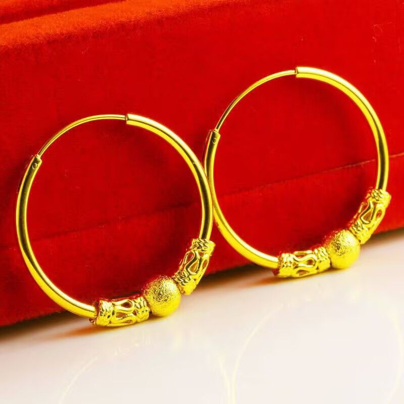 Vietnam sand gold earrings, heart and water drop design