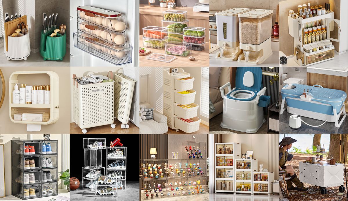 Rotating cosmetics storage box, desktop organizer, transparent