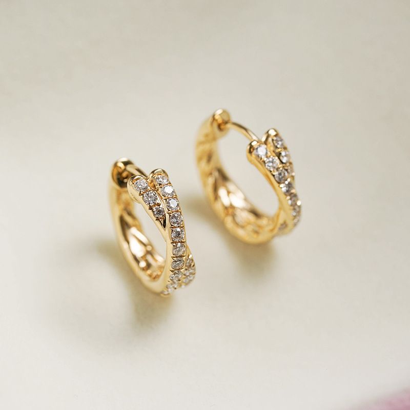 Zircon Stud Earrings Geometric Design Minimalist