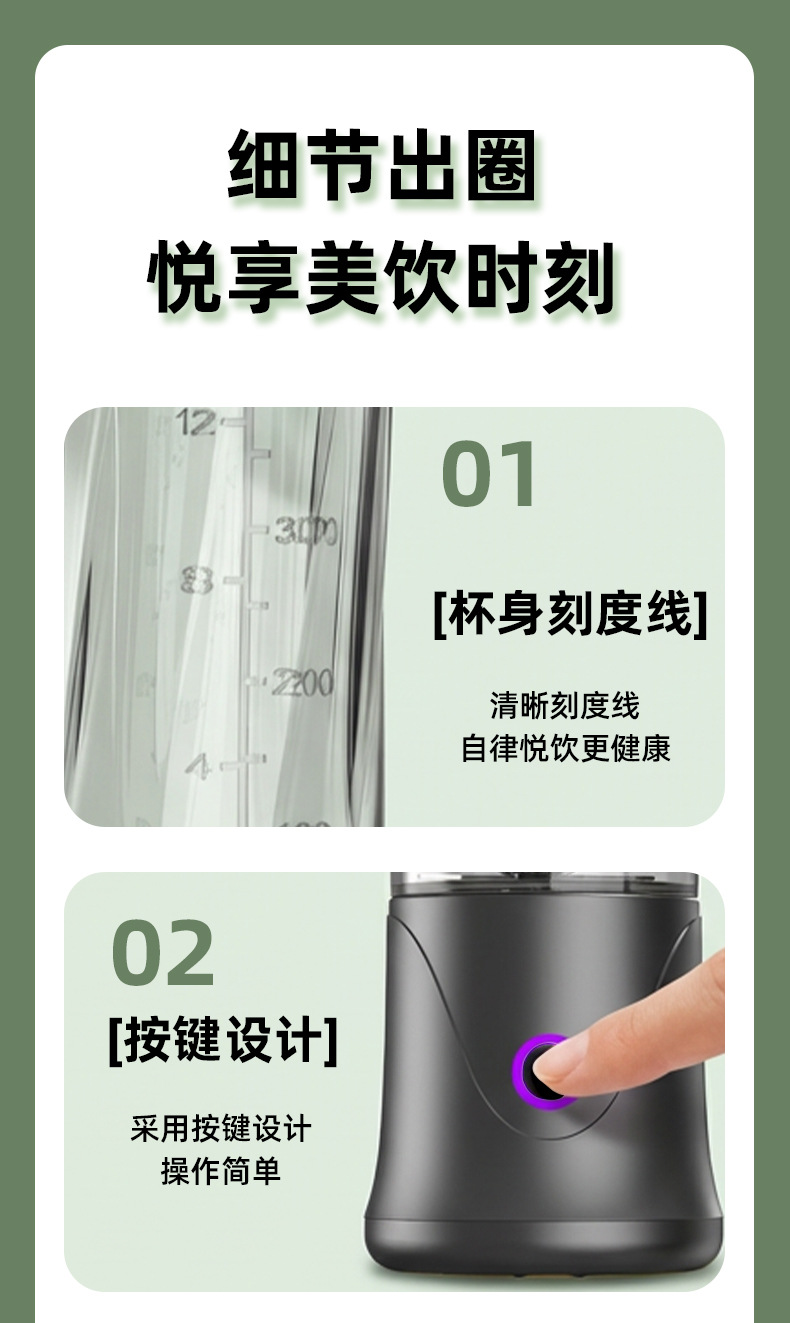 Portable electric juicer, 3.7/7.4V