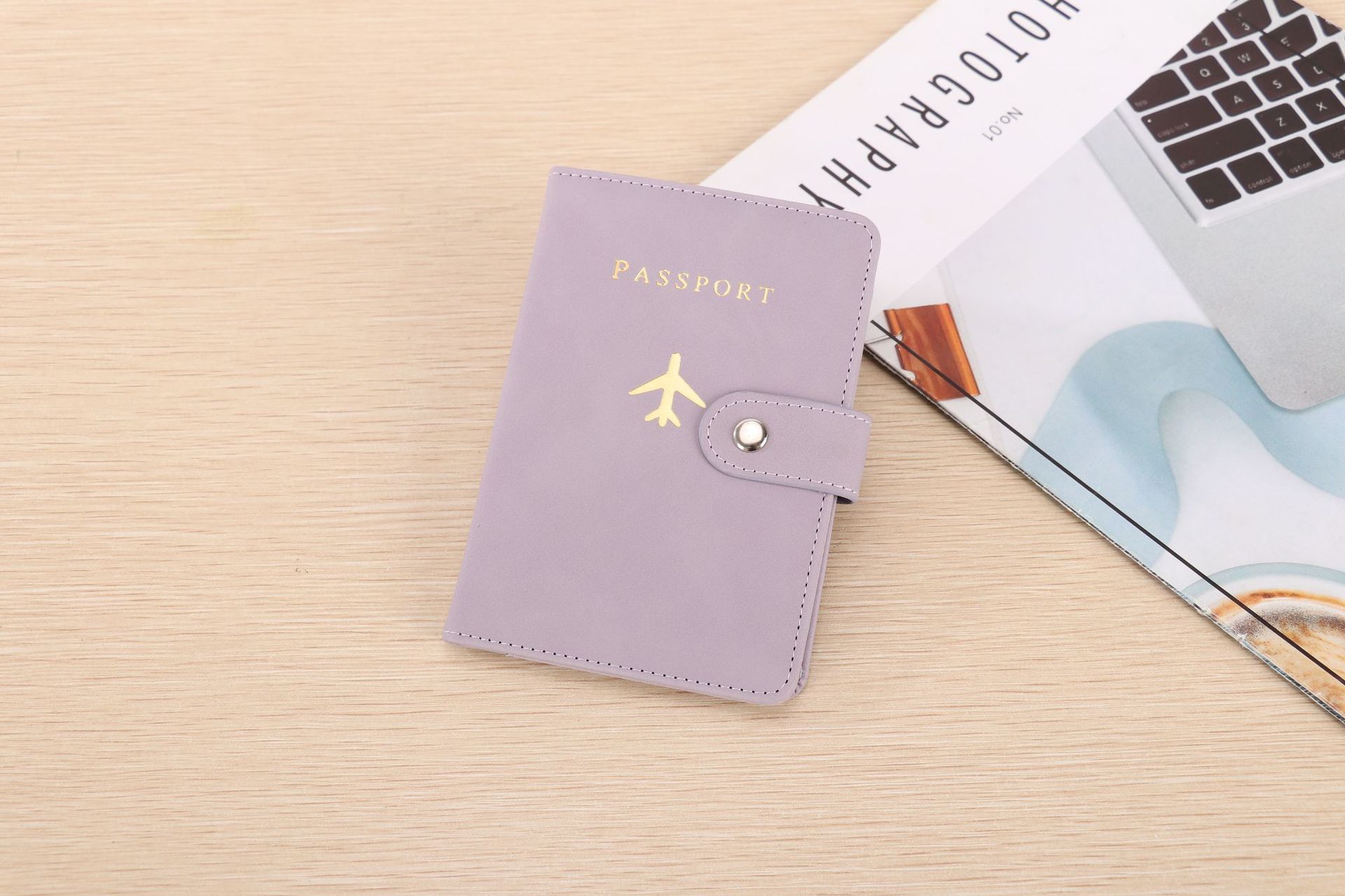 PU leather passport wallet, document storage, multi-card