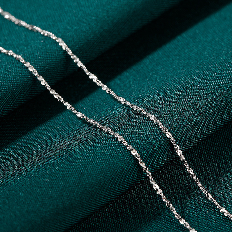 S999 sterling silver necklace, cross chain, Korean vintage style, minimal
