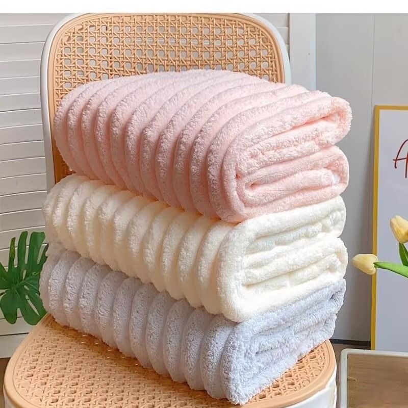 Kadın banyo havlusu seti, mercan polar, hızlı kuruyan, 3 parça