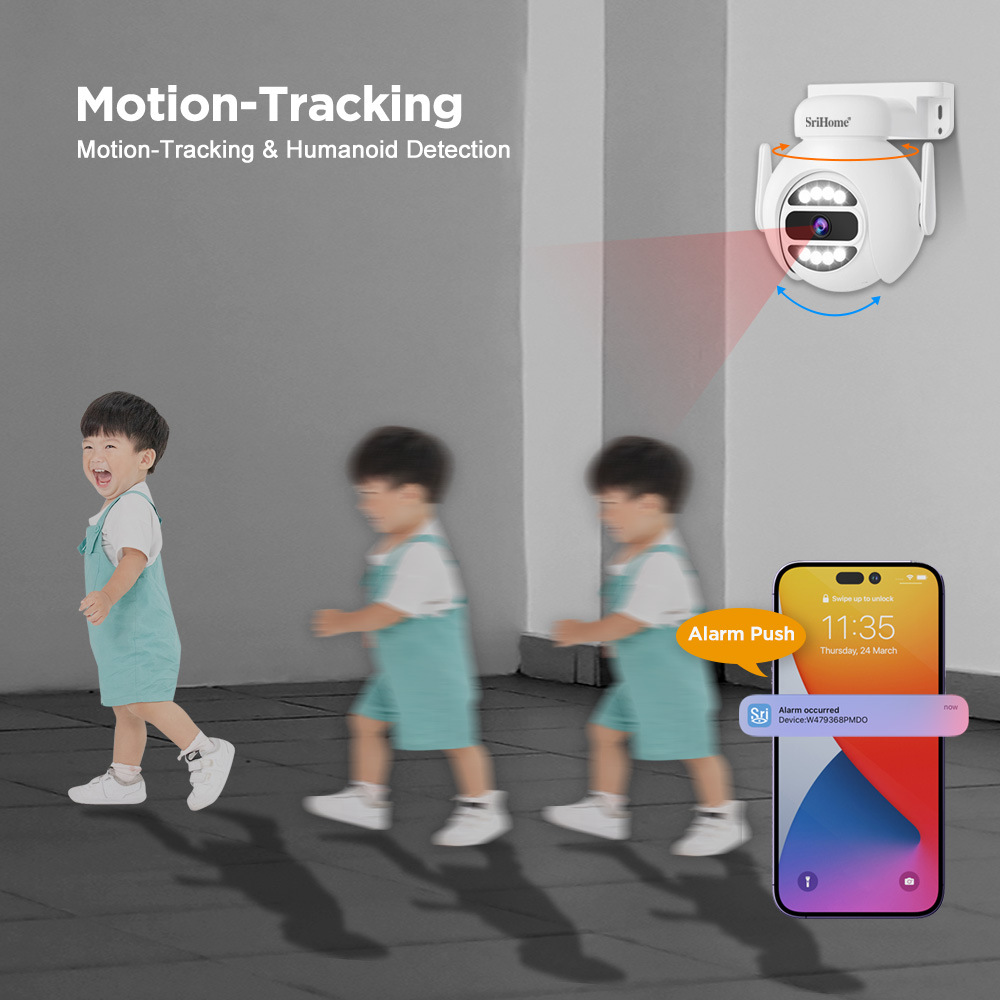 SriHome 8-channel monitoring kit, 5MP camera, 10-inch display