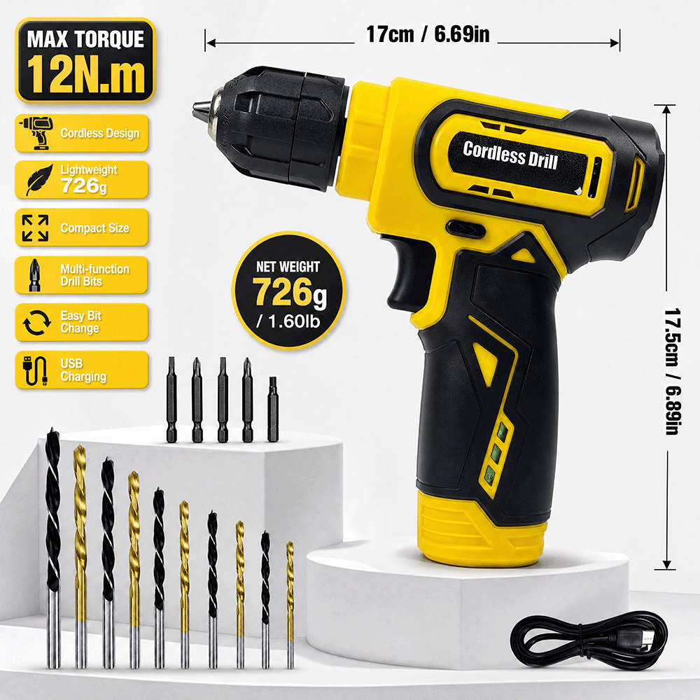 Electric drill 8V, cordless, screwdriver set